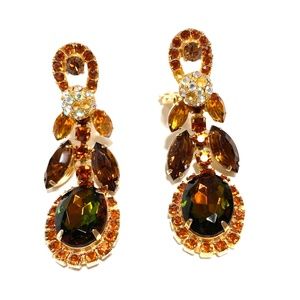 VINTAGE TOPAZ RHINESTONE EARRINGS